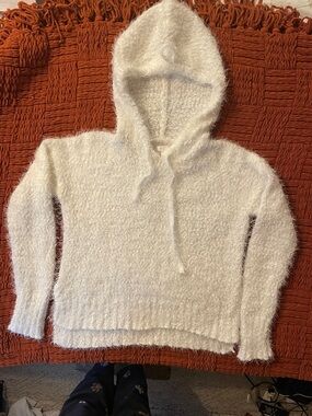 LC Lauren Conrad Ivory Fuzzy Knit Hoodie